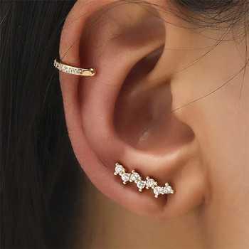 VAGZEB Bohemian NO Piercing Crystal Rhinestone Ear Cuff Stud Clip σκουλαρίκια για γυναίκες Μοντέρνα σκουλαρίκια κοσμήματα μπιζού