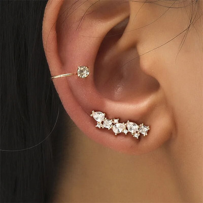 VAGZEB Bohemian NO Piercing Crystal Rhinestone Ear Cuff Wrap Stud Clips Naušnice Za Žene Djevojke Trendy Naušnice Nakit Bijoux