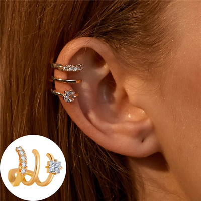 VAGZEB Bohemian NO Piercing Crystal Rhinestone Ear Cuff Wrap Stud Clips Naušnice Za Žene Djevojke Trendy Naušnice Nakit Bijoux
