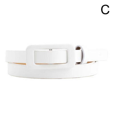 Sieviešu PU ādas jostas Jauna vienkāršā vienkrāsainā plānā šaura jostasvieta Regulējama kleitas siksna josta metāla sprādzes jostasvieta džinsam