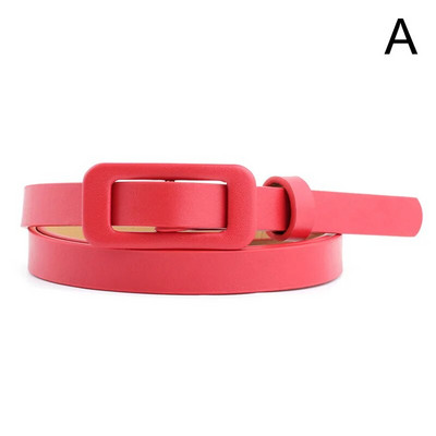 Sieviešu PU ādas jostas Jauna vienkāršā vienkrāsainā plānā šaura jostasvieta Regulējama kleitas siksna josta metāla sprādzes jostasvieta džinsam
