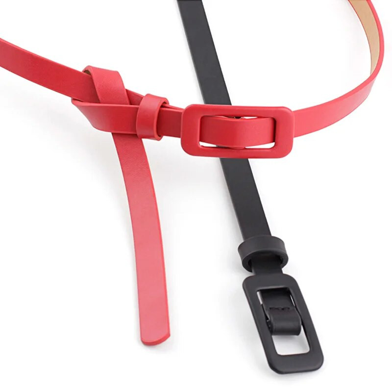 Sieviešu PU ādas jostas Jauna vienkāršā vienkrāsainā plānā šaura jostasvieta Regulējama kleitas siksna josta metāla sprādzes jostasvieta džinsam