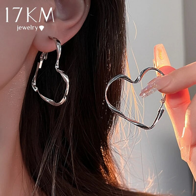 17KM strieborné náušnice so srdcom, sada roztomilých vintage náušníc pre ženy, kruhové nastaviteľné, moderné módne šperky