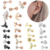 5 DB Star Tragus Stud fülbevaló szett szív kis szegecses szett Lebeny piercing porc Stud Helix ékszer Cz súlyzó piercing fülbevaló