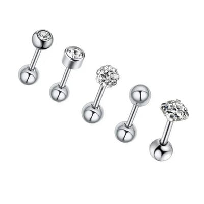 5 DB Star Tragus Stud fülbevaló szett szív kis szegecses szett Lebeny piercing porc Stud Helix ékszer Cz súlyzó piercing fülbevaló