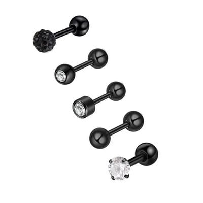 5 DB Star Tragus Stud fülbevaló szett szív kis szegecses szett Lebeny piercing porc Stud Helix ékszer Cz súlyzó piercing fülbevaló