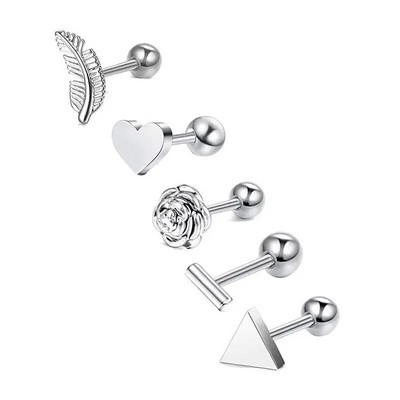 5 DB Star Tragus Stud fülbevaló szett szív kis szegecses szett Lebeny piercing porc Stud Helix ékszer Cz súlyzó piercing fülbevaló