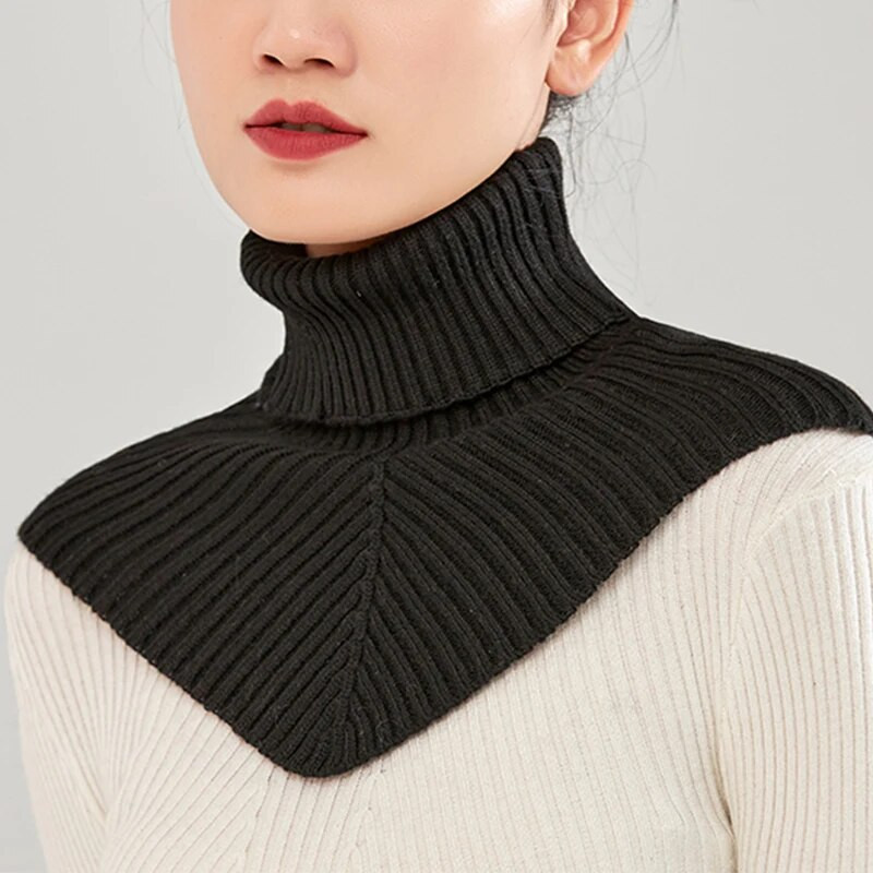 Női kötött gyapjú garbó gyűrűs sál téli szabálytalan kivitelű hamis gallér meleg puha kasmír rövid sál nyakkendő