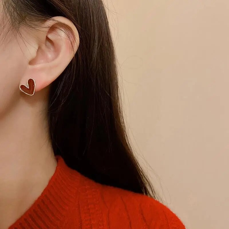 Jauki korejiešu auskari Sirds Bling cirkons Vintage tumši zaļš daudzpusīgs zelta krāsas auskars sievietēm Modes rotaslietas 2023 Jauna dāvana