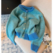 Ulična odjeća Skraćeni pleteni kardigan Ženski Y2K patchwork džemper kaput Vintage korejska kratka pletena odjeća Ležerna majica za sve vrste džempera