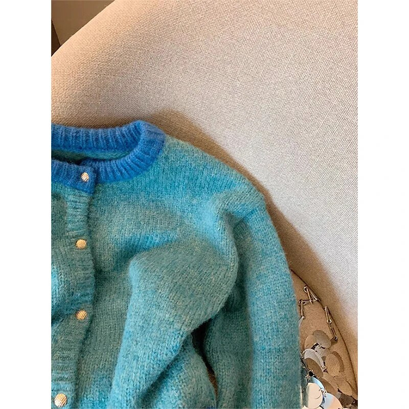 Ulična odjeća Skraćeni pleteni kardigan Ženski Y2K patchwork džemper kaput Vintage korejska kratka pletena odjeća Ležerna majica za sve vrste džempera