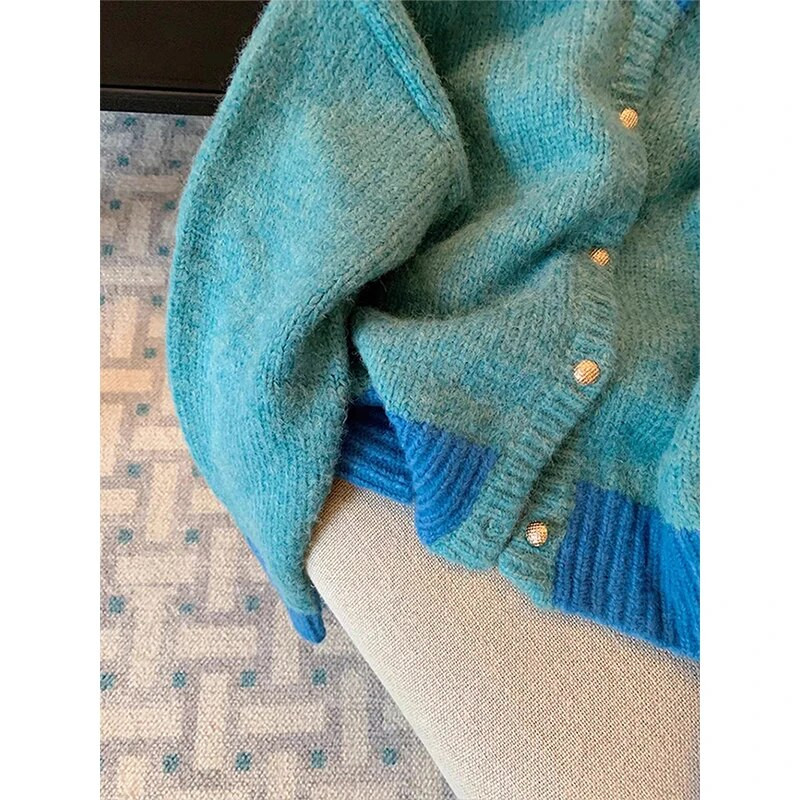 Ulična odjeća Skraćeni pleteni kardigan Ženski Y2K patchwork džemper kaput Vintage korejska kratka pletena odjeća Ležerna majica za sve vrste džempera