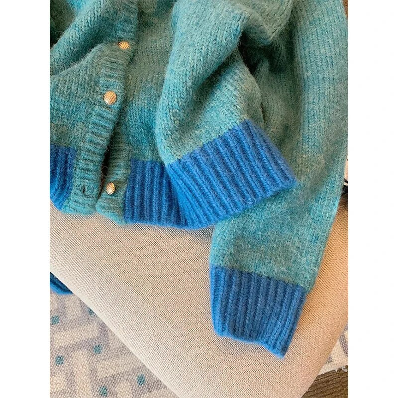 Ulična odjeća Skraćeni pleteni kardigan Ženski Y2K patchwork džemper kaput Vintage korejska kratka pletena odjeća Ležerna majica za sve vrste džempera