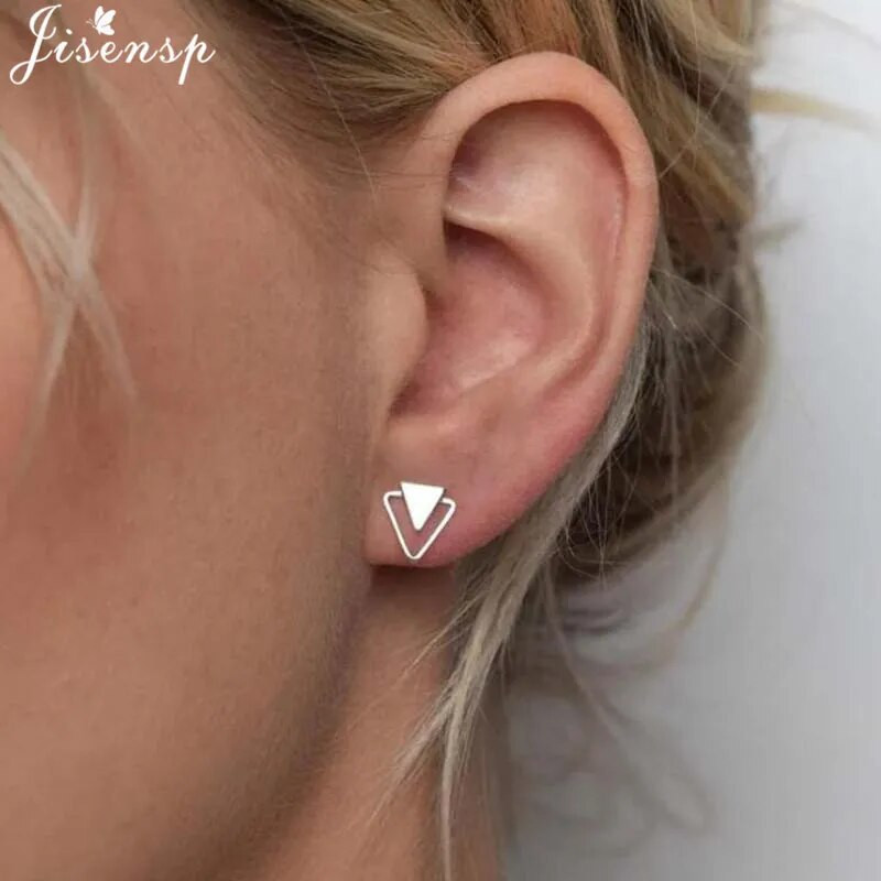 Modes nerūsējošā tērauda ģeometriski auskari, melni maza zvaigzne, mēness, apaļas trīsstūra ausu kniedes sievietēm vīriešiem, hiphopa ausu rotaslietas 2022