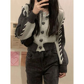 Y2K apgriezts trikotāžas jaciņš sievietēm Harajuku džemperis, džemperis, mētelis, ielas apģērbs, sirds, īss trikotāža, retro stila ikdienas džemperi