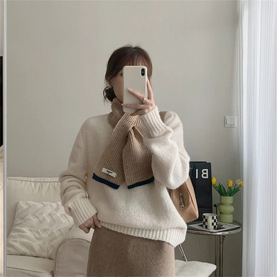 Divat kasmír sál női keresztben kötött sál Téli meleg gyapjú nyakkendő Koreai női nyakkendő Bufandas hangtompító Foulard