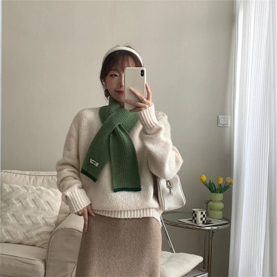 Divat kasmír sál női keresztben kötött sál Téli meleg gyapjú nyakkendő Koreai női nyakkendő Bufandas hangtompító Foulard