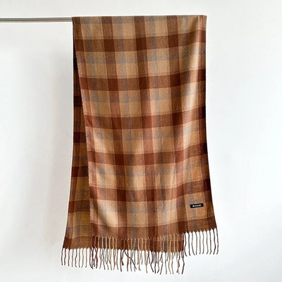 Modni karirani šal za 2023. za žene Debeli pašmina Zimski topli šal Umotavanje od kašmira Rese Pokrivač Rubni marama Pončo Stol