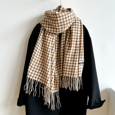 Modni karirani šal za 2023. za žene Debeli pašmina Zimski topli šal Umotavanje od kašmira Rese Pokrivač Rubni marama Pončo Stol