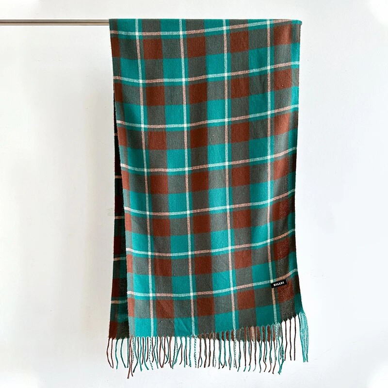 Modni karirani šal za 2023. za žene Debeli pašmina Zimski topli šal Umotavanje od kašmira Rese Pokrivač Rubni marama Pončo Stol