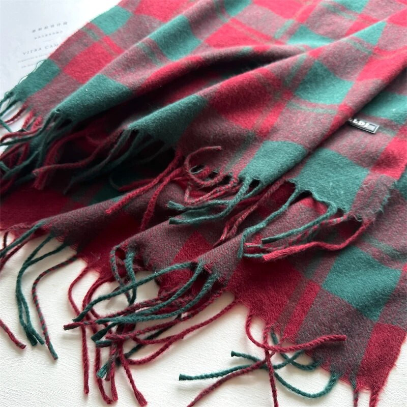 Modni karirani šal za 2023. za žene Debeli pašmina Zimski topli šal Umotavanje od kašmira Rese Pokrivač Rubni marama Pončo Stol