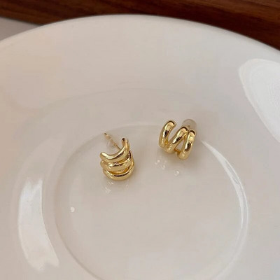 Ženske pozlaćene zdepaste naušnice u obliku kapljice od nehrđajućeg čelika, vintage sjajne, debele naušnice u obliku suze, naušnice, nakit