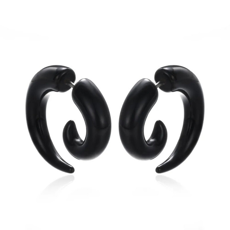 Modne naušnice od crnog roga za žene Hip-hop Akrilne naušnice za uši Antialergijske naušnice od nehrđajućeg čelika Gotičke spiralne ušne nakit