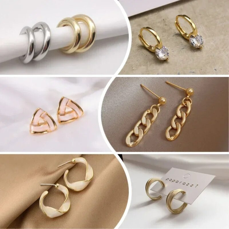 Unikāls viltus pīrsings metāla ausu klipsis Asimetrijas apaļas skrimšļa ausu klipsis sievietēm Modes rotaslietas Ziemassvētku dāvana