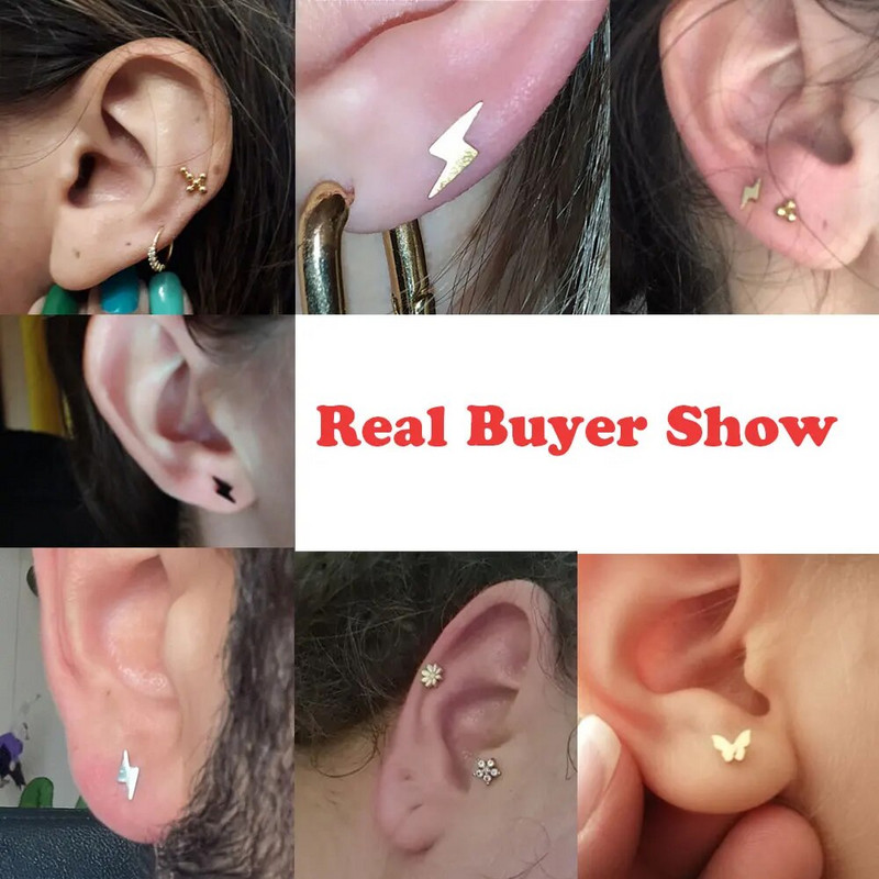 1Gb Nerūsējošā tērauda Mini Auskari Sirds Zvaigzne Mēness Krusts Tauriņš Čūska Helix Skrimslis Tragusa daivas ausu caurduršanas rotaslietas