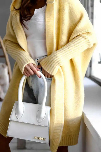 Elegáns hosszú kapucnis kardigán Női Pulóver Irodai kötöttáru Piros Felsőruházat Pulóverek Gyapjú és keverékek Pink Coat Mujer Kardigánok