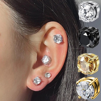 1 ζεύγος μαγνητικό σκουλαρίκι με καρφιά Fake piercing κρύσταλλο σκουλαρίκια για γυναίκες Ανδρικά σκουλαρίκια μαγνήτης πανκ ζιργκόν Κοσμήματα που δεν τρυπούν