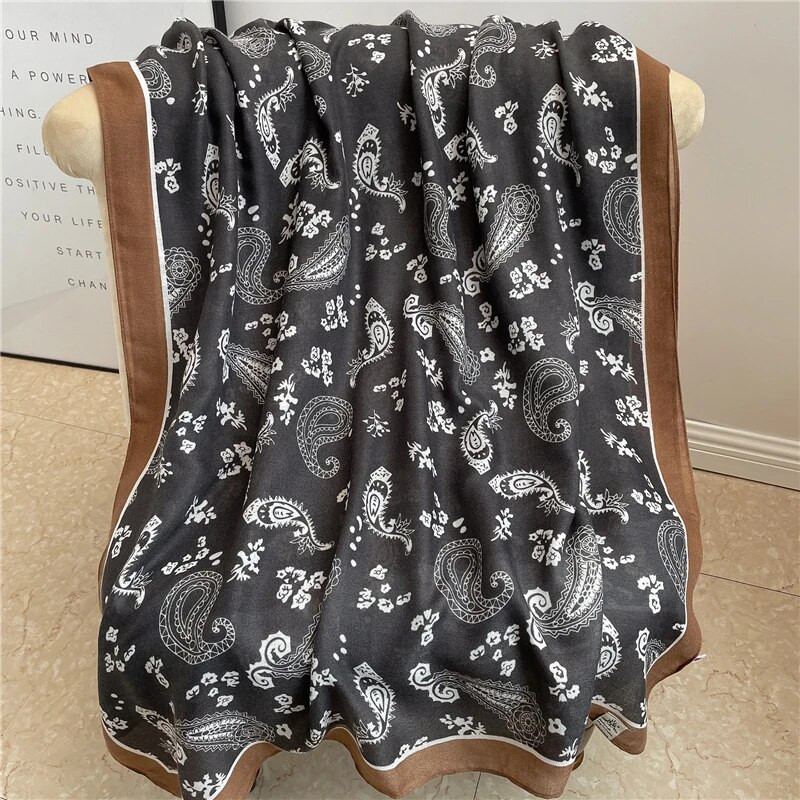 Dizajnerski print Pamučni šal Šal omot Ženski pulover Hidžab Zima Proljeće Pashmina Bufanda Ženske marame za plažu 2022. Nove trake za glavu