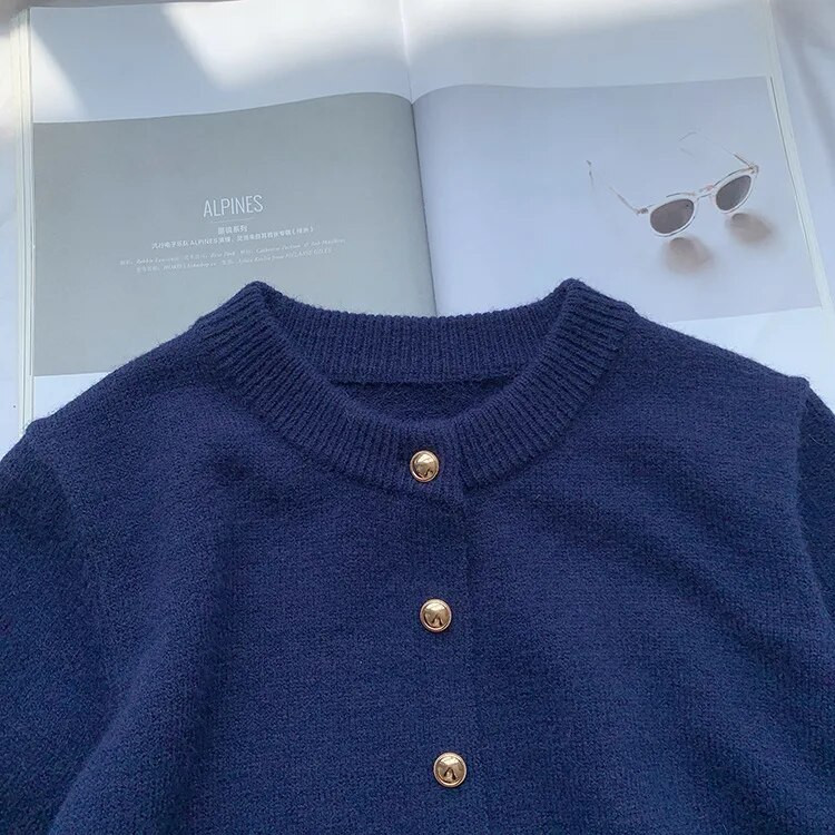 Kötött női kardigán 2021 új koreai mosómedve kasmír laza egyszínű kerek nyakú pulóver kabát dzseki tavaszi ősz