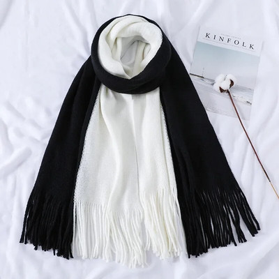 2023 Studentski prugasti šal Zimski šal Ženski višenamjenski ljubitelji pletenja od vune Podebljana korejska dugačka resica imitacija kašmira