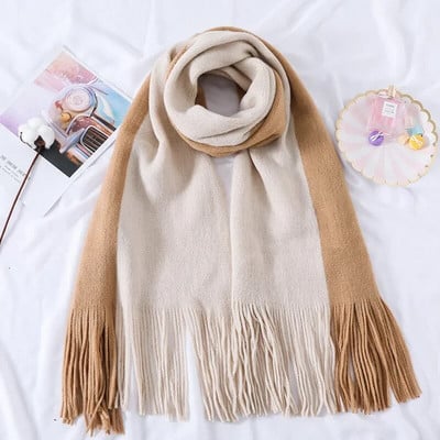 2023 Studentski prugasti šal Zimski šal Ženski višenamjenski ljubitelji pletenja od vune Podebljana korejska dugačka resica imitacija kašmira