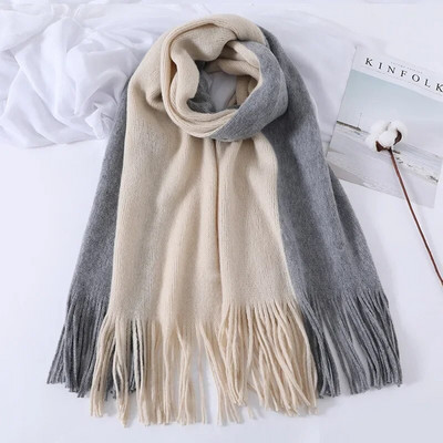 2023 Studentski prugasti šal Zimski šal Ženski višenamjenski ljubitelji pletenja od vune Podebljana korejska dugačka resica imitacija kašmira