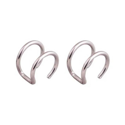 4 gab. Nerūsējošā tērauda ausu aproces Criss Cross Double Lines Ausu aproces bez caurduršanas Minimālisma viltots Helix Earcuff skrimšļa auskars