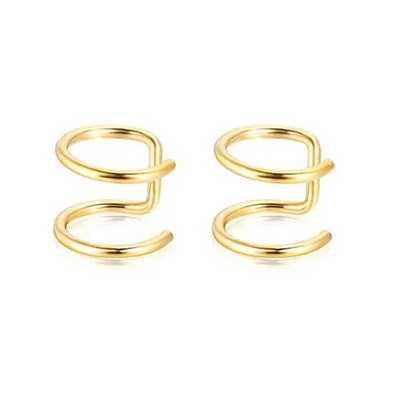 4 gab. Nerūsējošā tērauda ausu aproces Criss Cross Double Lines Ausu aproces bez caurduršanas Minimālisma viltots Helix Earcuff skrimšļa auskars