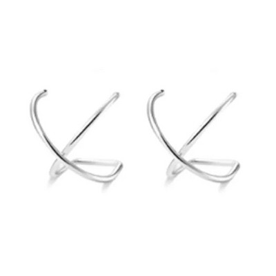 4 gab. Nerūsējošā tērauda ausu aproces Criss Cross Double Lines Ausu aproces bez caurduršanas Minimālisma viltots Helix Earcuff skrimšļa auskars