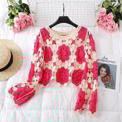 Jesen 2022. Ženski heklani kardigani Višebojni Y2k Vintage pleteni džemperi dugih rukava Široki kaputi Topli džemperi u 3 boje