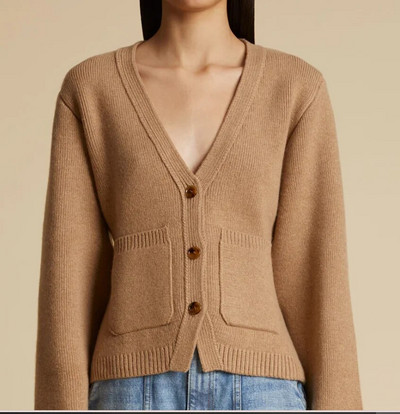 Sieviešu ikdienišķa V veida kakla izgriezuma jaka ar vienrindu Sieviešu modes vienkrāsains jakas ar garām piedurknēm kabatas jakas sievietēm Sieviešu vintage ielas trikotāža