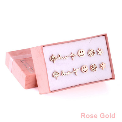 ASONSTEEL 6 páros/dobozos vintage fülbevaló szett nőknek, hópehely piercing, rozsdamentes acél, modern arany színű, új sebészeti