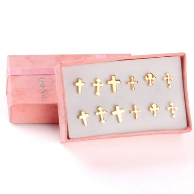 ASONSTEEL 6 páros/dobozos vintage fülbevaló szett nőknek, hópehely piercing, rozsdamentes acél, modern arany színű, új sebészeti