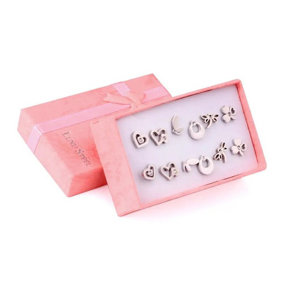 ASONSTEEL 6 páros/dobozos vintage fülbevaló szett nőknek, hópehely piercing, rozsdamentes acél, modern arany színű, új sebészeti