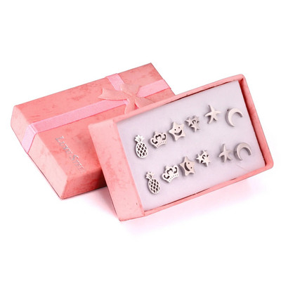 ASONSTEEL 6 páros/dobozos vintage fülbevaló szett nőknek, hópehely piercing, rozsdamentes acél, modern arany színű, új sebészeti