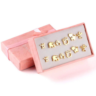 ASONSTEEL 6 páros/dobozos vintage fülbevaló szett nőknek, hópehely piercing, rozsdamentes acél, modern arany színű, új sebészeti