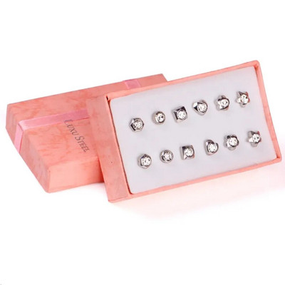 ASONSTEEL 6 páros/dobozos vintage fülbevaló szett nőknek, hópehely piercing, rozsdamentes acél, modern arany színű, új sebészeti