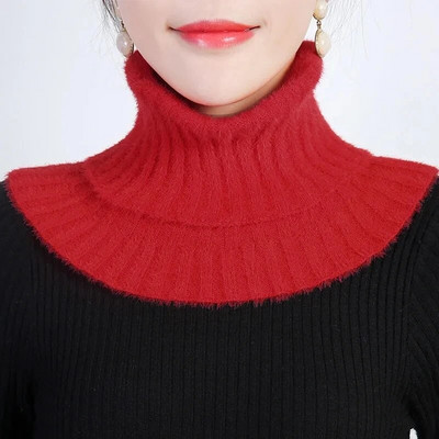 Biezinātas imitācijas ūdeles kašmira priekšautiņš sievietēm rudens/ziemas silts kakla aizsargs, elastīgs, volāns viltus apkakles vilnas šalle