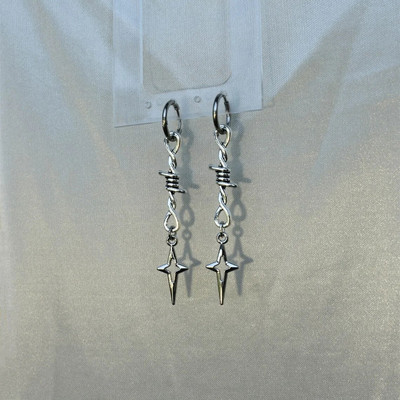 2023. Modne naušnice s cirkonskim nitnama u srebrnoj boji za žene, korejske naušnice s četverokrakom zvijezdom, osobnost, nakit