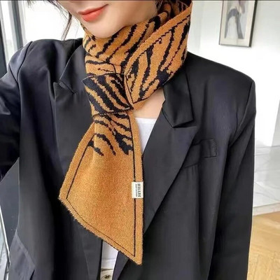 Siltas kašmira kakla šalles sievietēm ziemas trikotāžas vilnas šalles garš lakats svītrains apdrukāts bandānas galvas lakats sievietēm 16*150cm